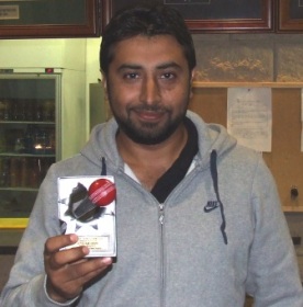 Ihtisham Uddin with his trophy for his five-wicket haul.